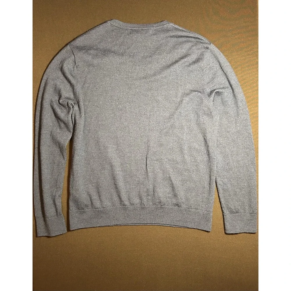 Banana Republic Mens Blue Gray 100% Merino Wool V-Neck Pullover Sweater L